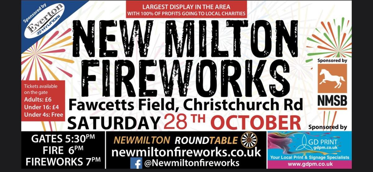 New Milton Charity Fireworks Saturday 28th October 2023 Visit the New