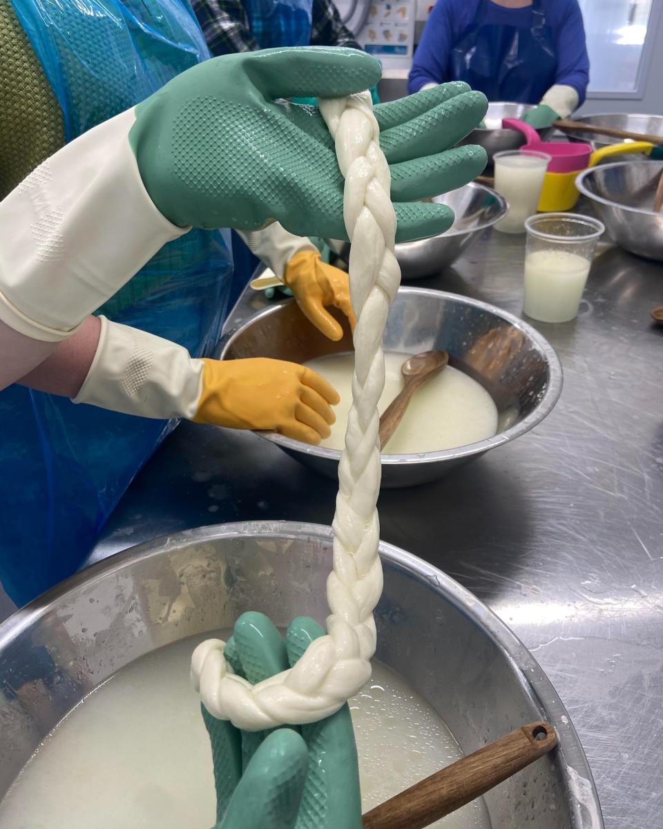 Stretching the Curd at Golspie Dairy