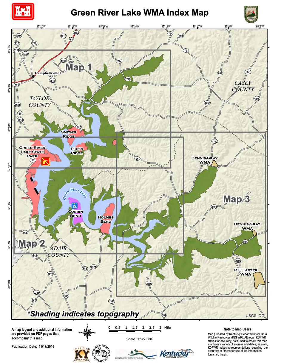 Green River Lake Map Green River Lake Wildlife Management Area