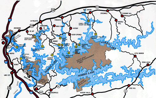 Norris Lake Marinas Map Norris Lake