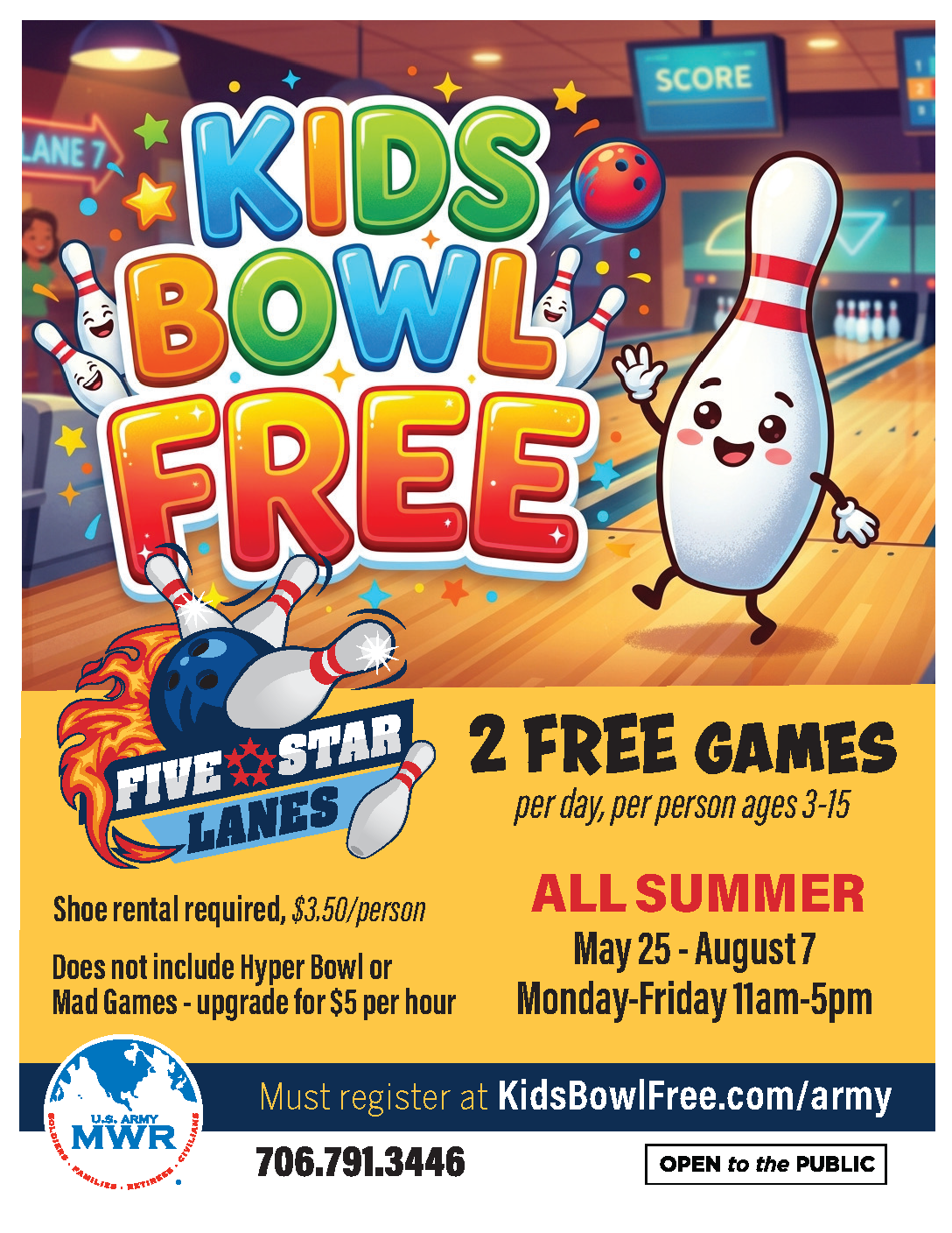 Kids Bowl Free at Five Star Lanes