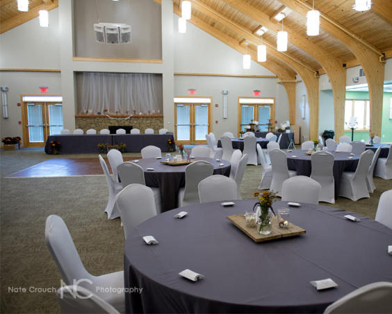 Indoor Wedding Reception Setup at Washington Township Park Pavilion Center by Nate Crouch