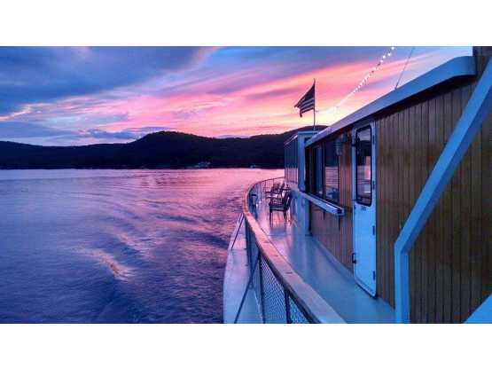 Lake George Shoreline Cruises Boat at Sunset
