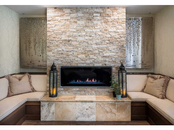 Complexions Spa fireplace in relaxation room