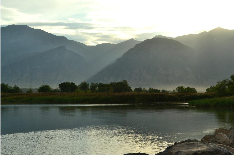 Utah Lake scenery with Y