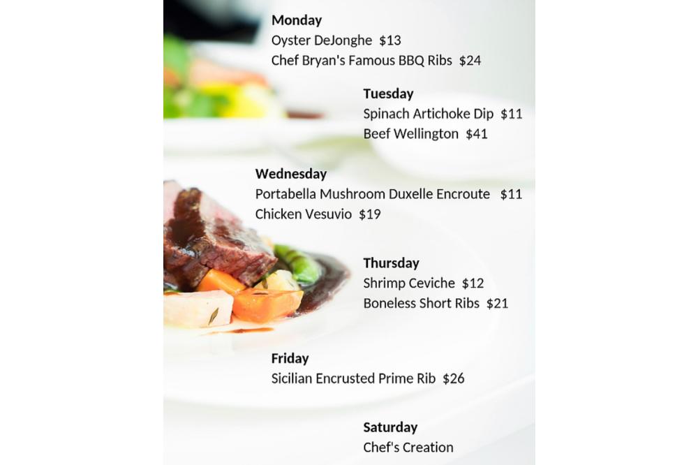 Our Current Nightly Specials