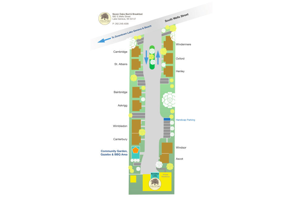 SevenOaks parking and cottage layout.