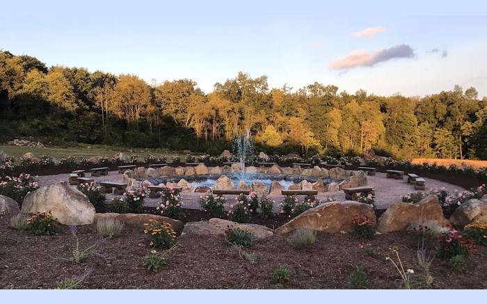 The Compass Rose Fountain Surrounded by Memorial Rocks