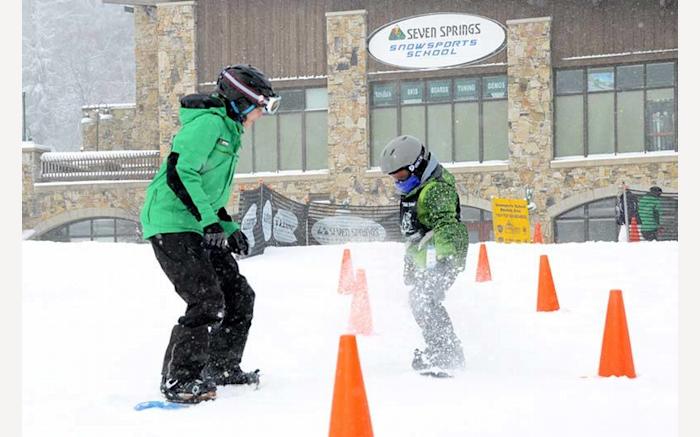 Tiny Tots' Snowboard lesson at Seven Springs