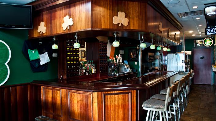 Irish-themed bar interior at Lynches Pub & Grub on St. Armands Circle.