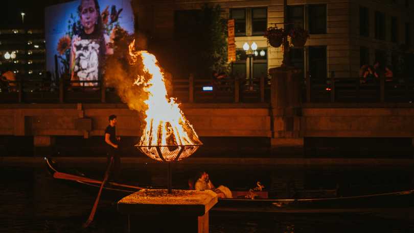 WaterFire Providence lighting