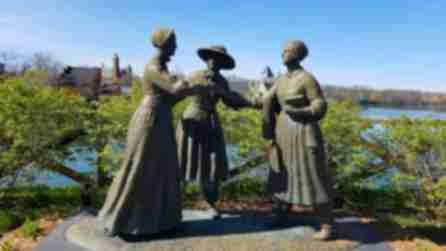 When Anthony Met Stanton statue. Photograph by Ethan LaCroix