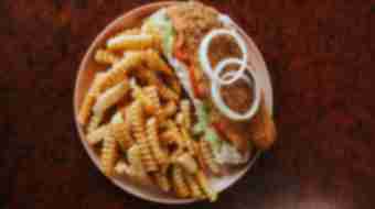 Plate of fried catfish and french fries