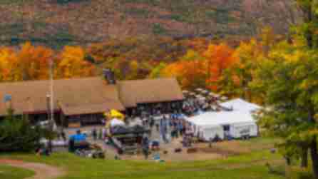 People gather at tents set up at the Belleayre Mountain Fall Festival