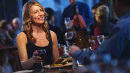 Couple enjoying glass of wine at Fortunes Restaurant
