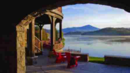 Lake Placid Lodge porch and view of lake