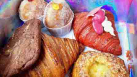 Colorful croissants and pastries