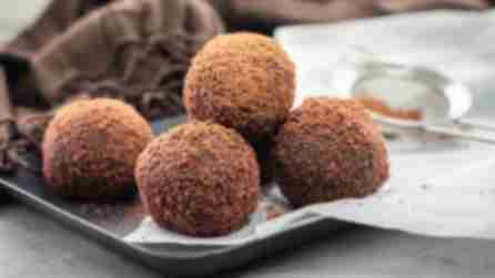 chocolate truffles on a tray