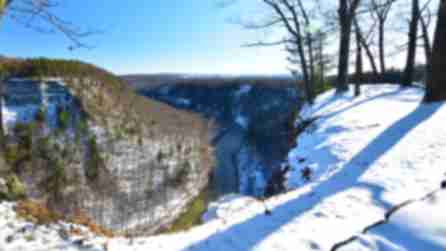 Snow covered shot of the gorge at letchworth state park