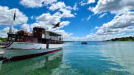 Cruise boat floats atop Skaneateles Lake
