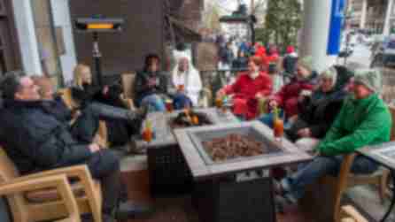 On porch balcony at Maestro's located in Historic Rip Van Dam Hotel during Chowderfest-Saratoga Spri