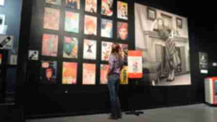 A photo wall of lucille ball inside of the museum