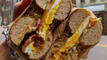 Bacon and egg wood-fired bagel from Water Street Bagel Co