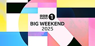 The text Radio 1 Big Weekend 2025 on a colourful background graphic