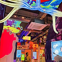 Inside a colourful museum of science