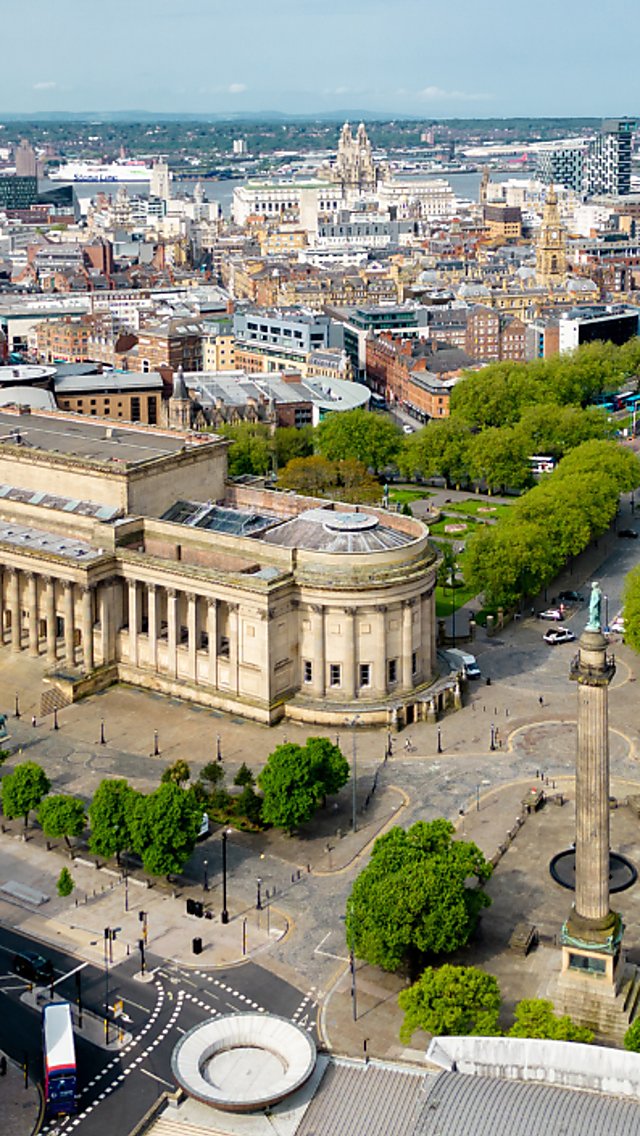 Drone view of the St George's Quarter and city centre
