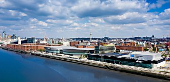 An ariel view of Liverpool's waterfront