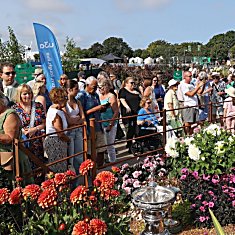 A crowd of people at a flower show in Southport's Victoria Park.