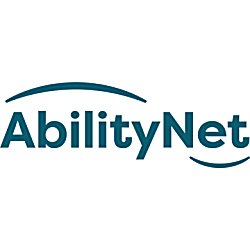 An AbilityNet logo which features teal coloured text.