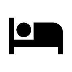 A black icon symbolising a person in bed