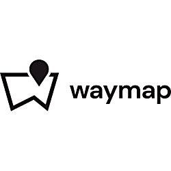 The Waymap logo with black text and an outlined map showing a pinpoint.