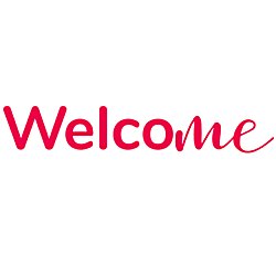A white background with red text that says 'WelcoMe'.