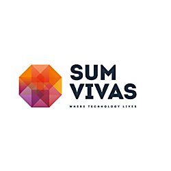 A Sum Vivas logo with black text and an octagon to the left of the text with orange, purple and yellow colours.