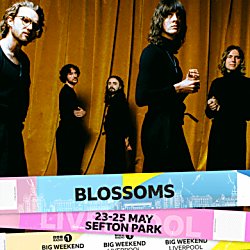 Five men standing up and looking directly into the camera. The men are wearing black clothes and have long hair and short beards.