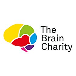The Brain Charity logo with black text and a brain in several colours of yellow, green, red, blue, pink and purple.