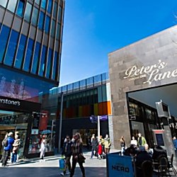 Outside the Liverpool ONE open air shopping centre