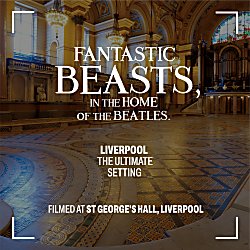 An image with text that says 'Fantastic Beasts, in the home of The Beatles'.