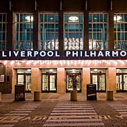 The exterior of the art deco style philharmonic hall