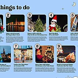 An itinerary with ten free things to do in Liverpool at Christmas.
