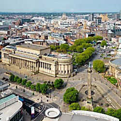 Drone view of the St George's Quarter and city centre
