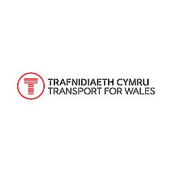 A red 'T' in a red circle with the words 'Trafnidiaeth Cymru Transport for Wales'