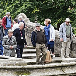A group of older people on tour of Port Sunlight