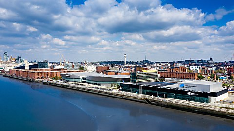 An ariel view of Liverpool's waterfront