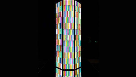 A tower of different patterns of colour.
