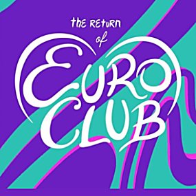 The text Euro Club in a heart on a blue and purple background