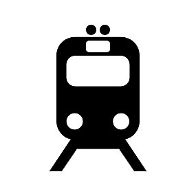 A black icon of a train